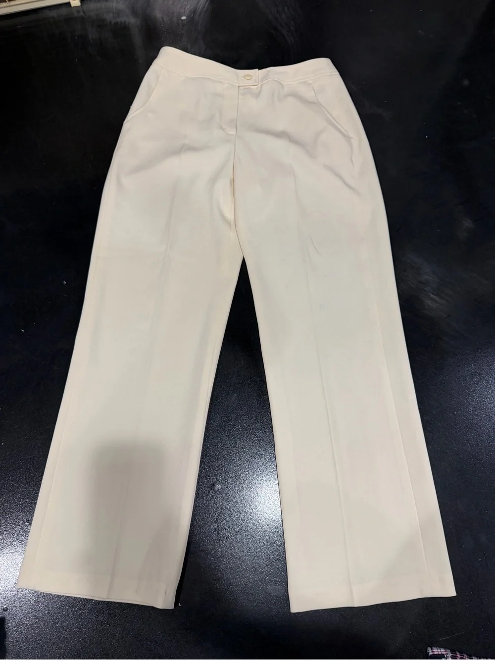 Harve Benard Cream Straight-Leg Dress Pants